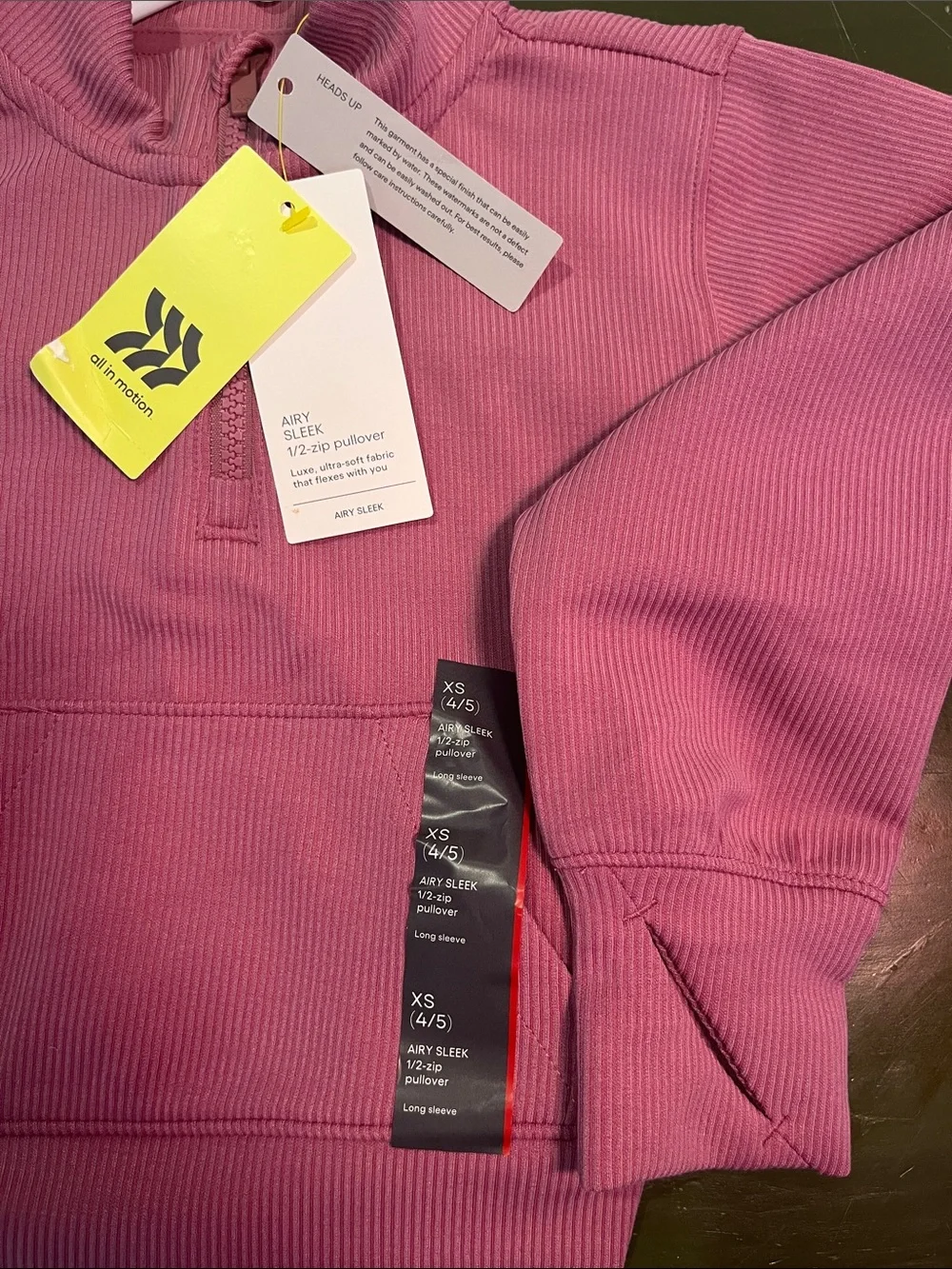 all in motion Rose Pink Ribbed 1/2-Zip Pullover